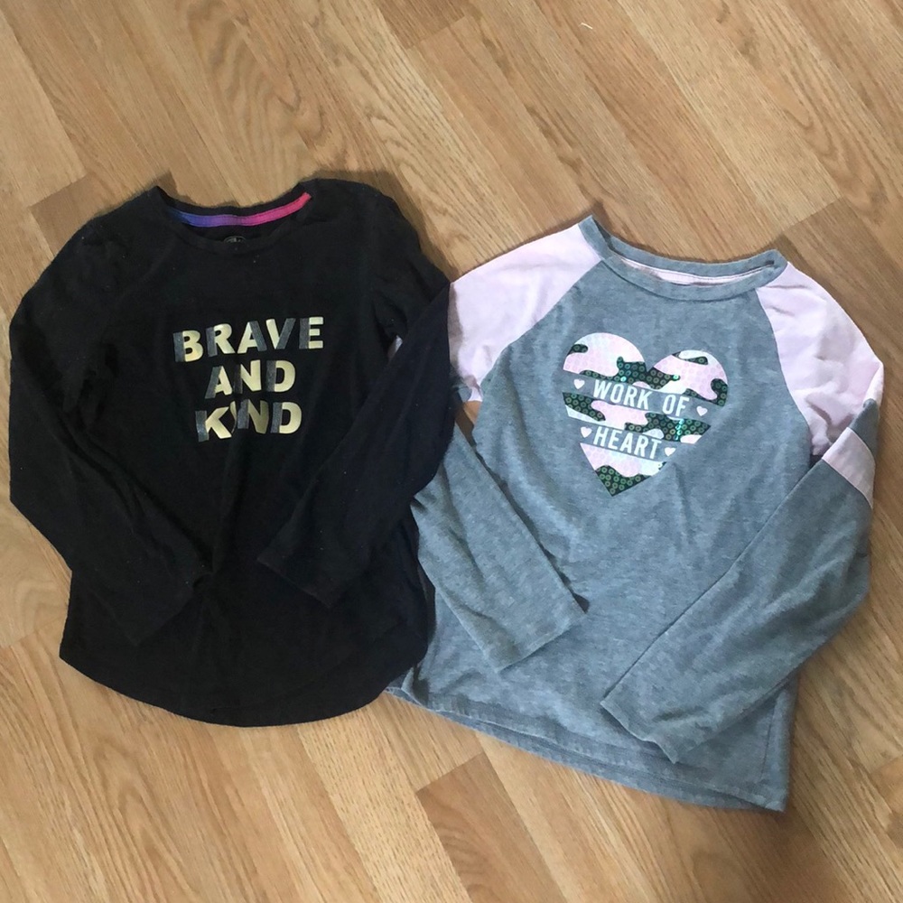 2 Girl’s small (6-6x) athletic works shirts
